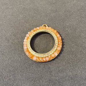 Orange stone and crystal pendant minimal classy cocktail gold tone fun fall